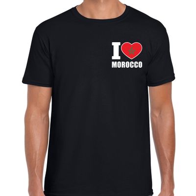 I love Morocco t-shirt Marokko zwart op borst voor heren I love Morocco t-shirt Marokko zwart op borst voor heren