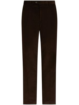 ETRO pantalon en velours côtelé à fleurs - Marron