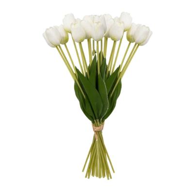 Atmosphera Kunst tulpen boeket Holland - 20x stuks - wit - real touch - kunst zijdebloemen