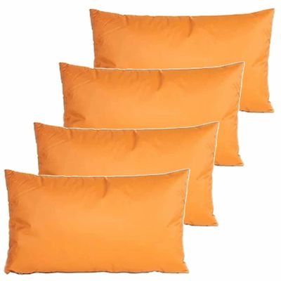 Buitenkussens - 4x - oker geel - 30 x 50 cm - binnen/buiten