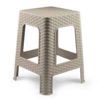 Rotan opstapje/zit krukje - kunststof - beige - 36 x 36 x 45 cm - Keuken/badkamer - Krukjes Rotan opstapje/zit krukje - kunststof - beige - 36 x 36 x 45 cm - Keuken/badkamer - Krukjes
