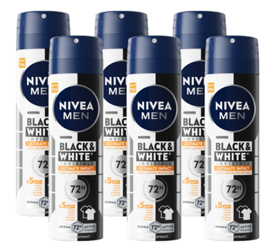 Nivea Men Black & White Invisible Ultimate Impact Deodorant Spray Voordeelverpakking Nivea Men Black & White Invisible Ultimate Impact Deodorant Spray Voordeelverpakking