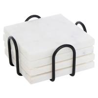 Onderzetters voor glazen - marmer - 4x stuks - vierkant - steen - 10 x 10 cm