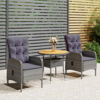3-delige Bistroset poly rattan grijs