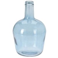 H&S Collection Fles Bloemenvaas San Remo - Gerecycled glas - blauw transparant - D19 x H30 cm - Vazen