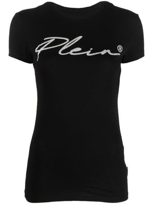 Philipp Plein t-shirt à logo orné de cristaux - Noir