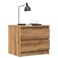 Nachtkastje 50x40x43.5 cm bewerkt hout artisanaal eikenkleurig