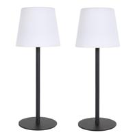 LED tafellamp - 2x - Zwart - Kunststof - 40 cm - Oplaadbaar via USB-C