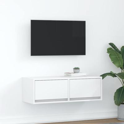 TV-meubel 80x31x25,5 cm bewerkt hout wit