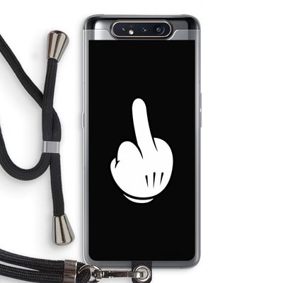 Middle finger black: Samsung Galaxy A80 Transparant Hoesje met koord