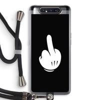 Middle finger black: Samsung Galaxy A80 Transparant Hoesje met koord