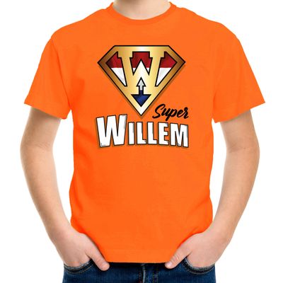 Super Willem t-shirt oranje voor kinderen - EK/WK - Koningsdag shirts Super Willem t-shirt oranje voor kinderen - EK/WK - Koningsdag shirts