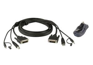 ATEN KVM Aansluitkabel [1x DVI-D-stekker, USB-A 2.0 stekker, Jackplug male 3,5 mm - 1x DVI-D-stekker, USB 2.0 bus A, Jackplug male 3,5 mm] 1.80 m Zwart