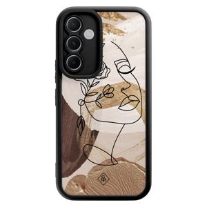 Samsung Galaxy A55 zwarte case - Abstract gezicht bruin