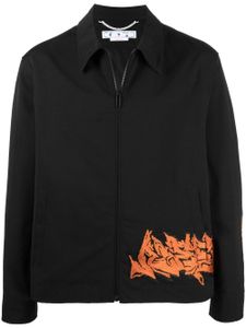 Off-White veste zippée à motif brodé - Noir