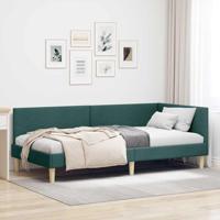 Hoekbedframe Donkergroen 100 cm x 200 cm Stof en multiplex