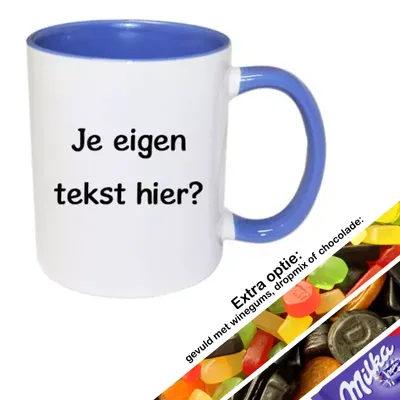 Mok met tekst (blauw)