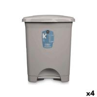 Pedaalemmer Grijs Plastic 30 L (4 Stuks)