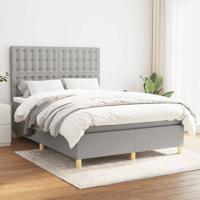 Boxspring met matras stof lichtgrijs 140x200 cm