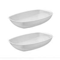 Voedsel Serveerschaal - 2x - wit - 19 x 28 cm - saladeschalen - serveerschalen - kommen
