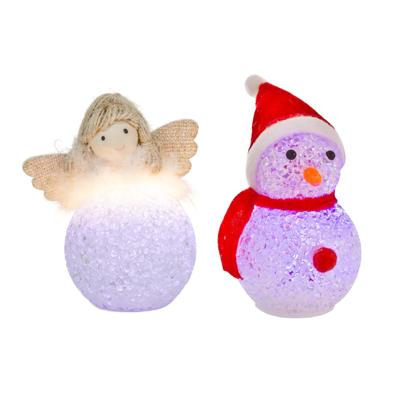 LED Beeldje Sneeuwpop/engel 3x LR44 10cm