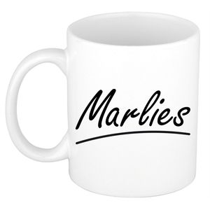 Naam cadeau mok / beker Marlies met sierlijke letters 300 ml