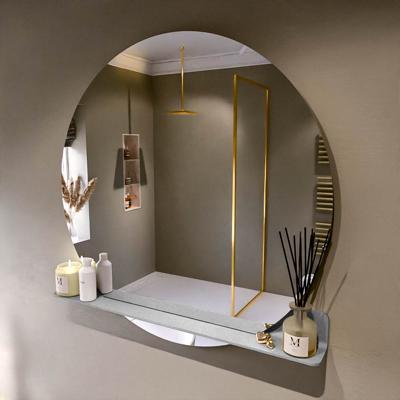 MONDIAZ SPOT spiegel rond 110cm met Spiegelplanchet kleur Plata.