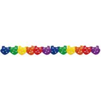 2x Carnaval regenboog kleuren slingers met maskers 3 meter - thumbnail