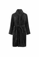 Relax Company  Zwarte  fleece kinderbadjas met naam borduren - thumbnail