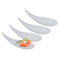 Gerimport Amuse/aperitief lepel set - hapjes/tapas - 4x stuks - wit - melamine