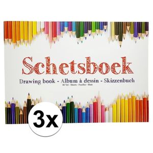 3x Schetsboeken/tekenboeken A4 formaat 80 vellen