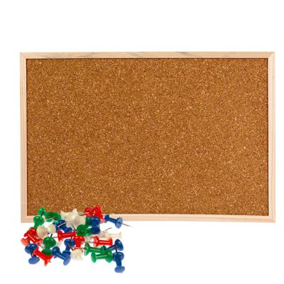 Prikbord van kurk - 60 x 45 cm - inclusief 40x gekleurde punt punaises - memobord - thuis - kantoor