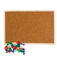 Prikbord van kurk - 60 x 45 cm - inclusief 40x gekleurde punt punaises - memobord - thuis - kantoor Prikbord van kurk - 60 x 45 cm - inclusief 40x gekleurde punt punaises - memobord - thuis - kantoor