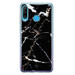 Huawei P30 Lite siliconen hoesje - Marmer zwart