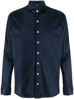 Barba chemise à col italien - Bleu