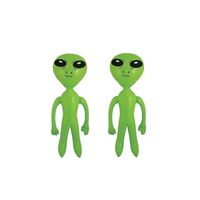 2x stuks opblaasbare groene aliens van 64 cm - thumbnail