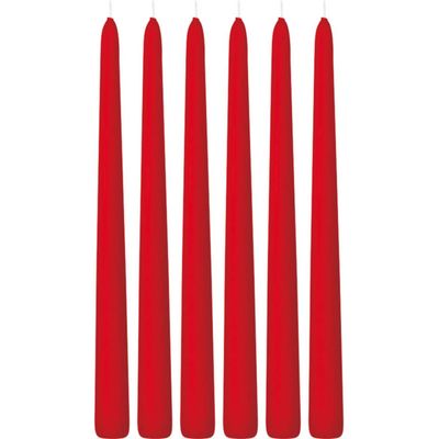 6x Lange kaarsen rood 30 cm 13 branduren dinerkaarsen/tafelkaarsen - Dinerkaarsen 6x Lange kaarsen rood 30 cm 13 branduren dinerkaarsen/tafelkaarsen - Dinerkaarsen