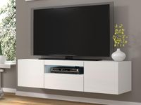 Tv-meubel AUREO 3 deuren 150 cm wit met led - thumbnail