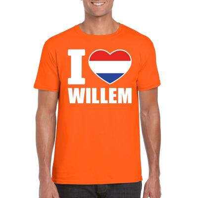 I love Willem print t-shirt - heren - Oranje - Koningsdag - Holland / Nederland supporter kleding
