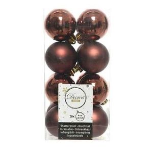 16x Kunststof kerstballen glanzend/mat mahonie bruin 4 cm kerstboom versiering/decoratie   -