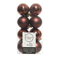 16x Kunststof kerstballen glanzend/mat mahonie bruin 4 cm kerstboom versiering/decoratie   -