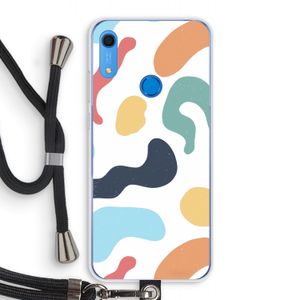 Memphis Shapes Blue: Huawei Y6s Transparant Hoesje met koord