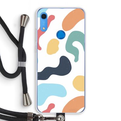 Memphis Shapes Blue: Huawei Y6s Transparant Hoesje met koord