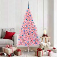 VidaXL Kunstmatig voorverlicht kerstboom met 300 led roze 180 cm pvc