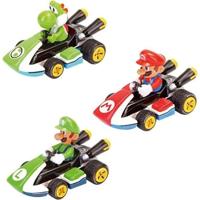 Mario Kart Pull-Back miniatuurauto, 3-pack, schaal 1:43, CARRERA Pull & Speed, vanaf 4 jaar