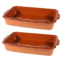 Ovenschaal - 3x stuks - Pamplona - 3 liter - terracotta - tapas serveerschaal - 32 x 21 x 5 cm