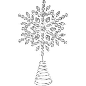 Kerstboom piek - ster vorm - zilver met steentjes - H26 cm