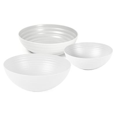 Plasticforte onbreekbaar servies schalen set - wit - kunststof - 3 formaten - 10x stuks