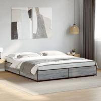Bedframe bewerkt hout metaal grijs sonoma eiken 200x200 cm