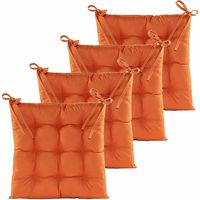 Stoelkussen gewatteerd - 4x - oranje - 38 x 38 cm - binnen/buiten